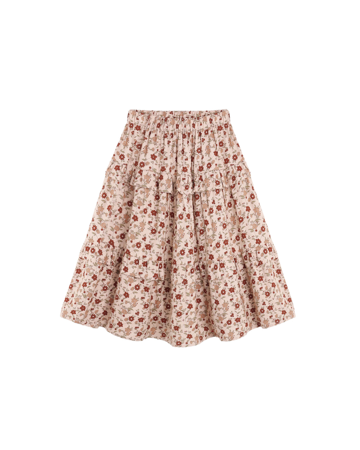 Rylee + Cru - Ruffled Midi Skirt - Pink Floral