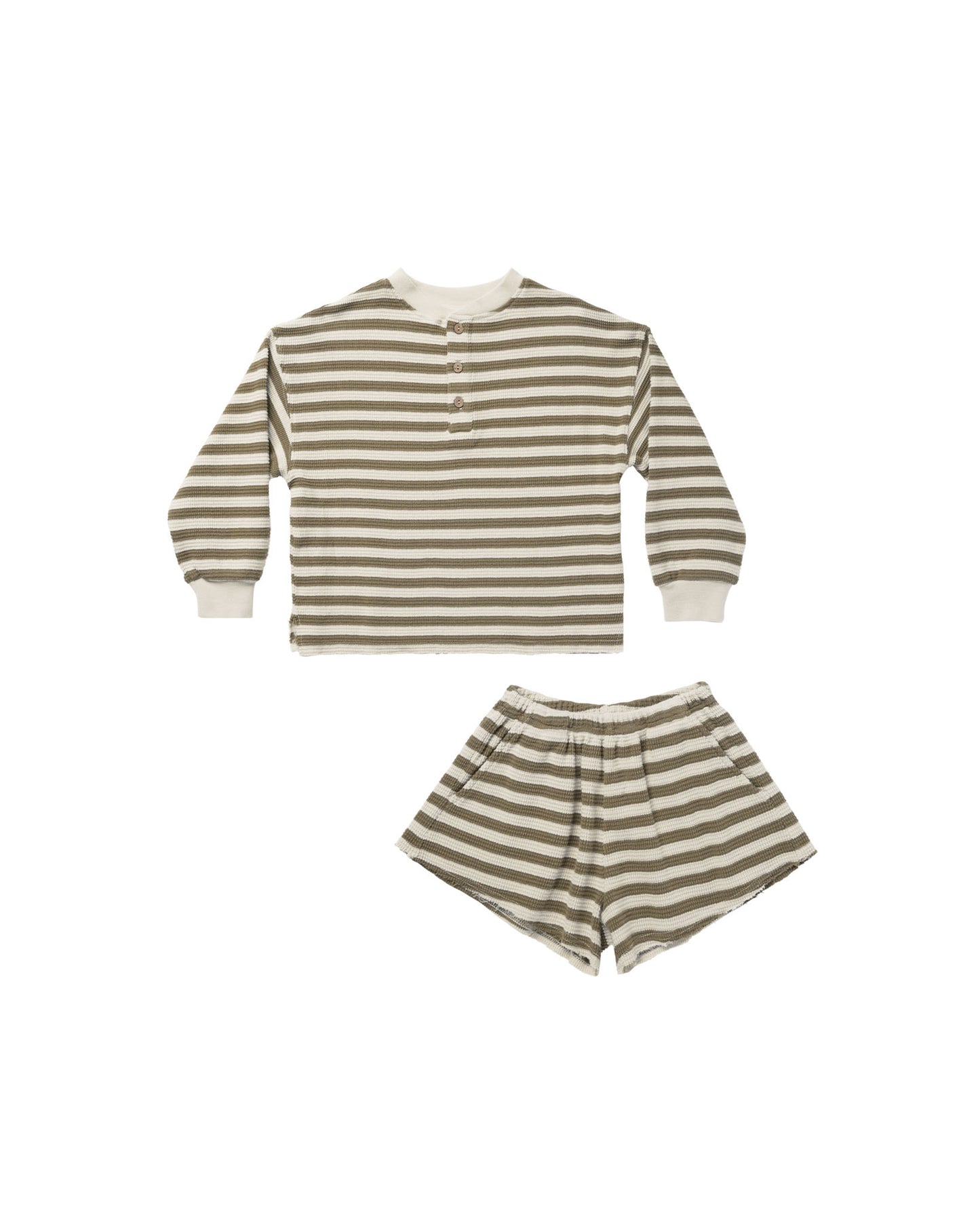 Rylee + Cru - Waffle Knit Set - Moss Stripe