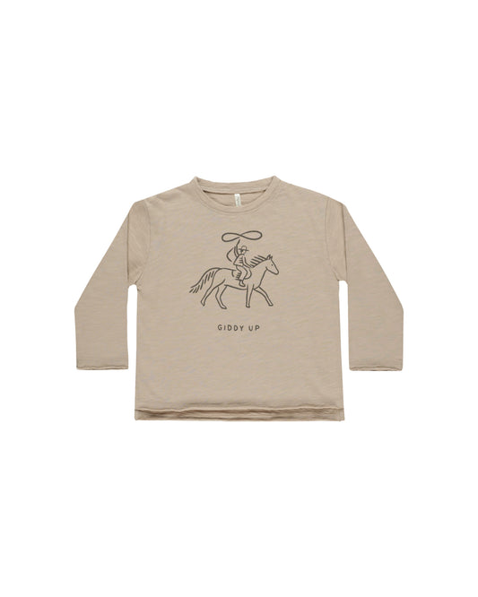 Rylee + Cru - Raw Edge Long Sleeve Tee - Giddy Up