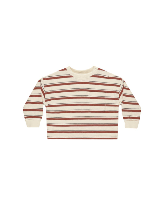 Rylee + Cru - Relaxed Long Sleeve Tee - Brick Stripe