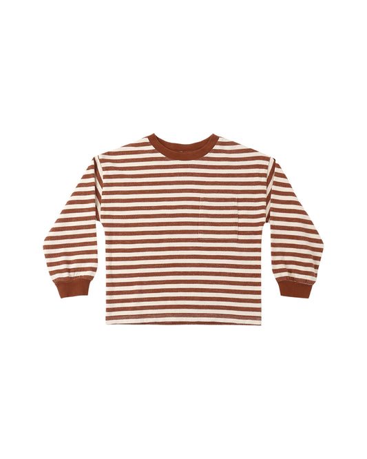Rylee + Cru - Relaxed Long Sleeve Tee - Brick Stripe