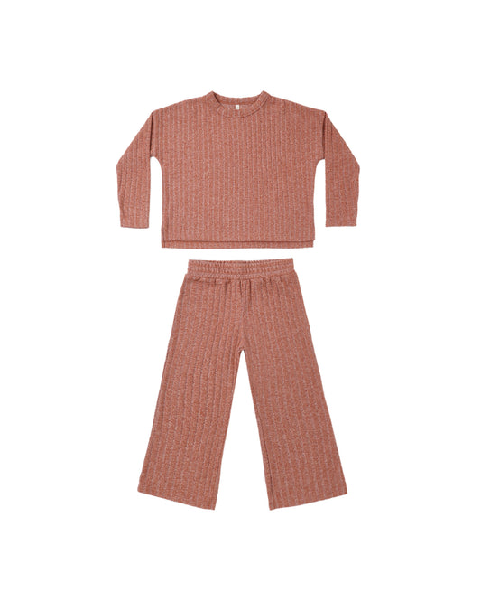 Rylee + Cru - Cozy Rib Knit Set - Ruby