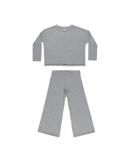 Rylee + Cru - Cozy Rib Knit Set - Dusty Blue