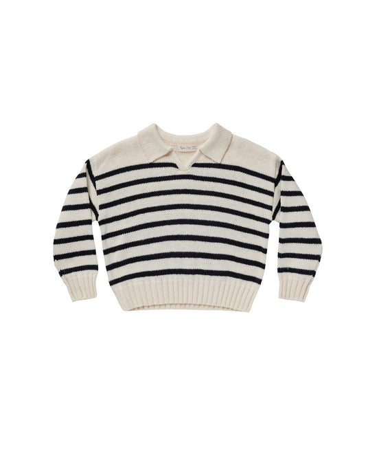 Rylee + Cru - Collared Sweater - Black Stripe