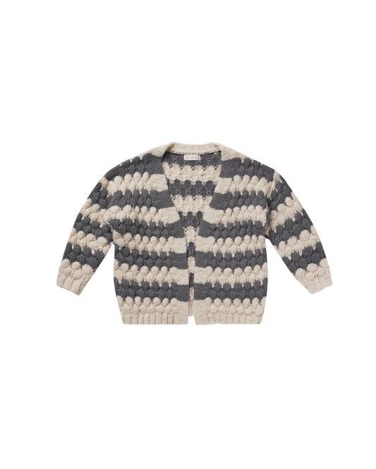 Rylee + Cru -Bubble Knit Cardigan - Slate Stripe