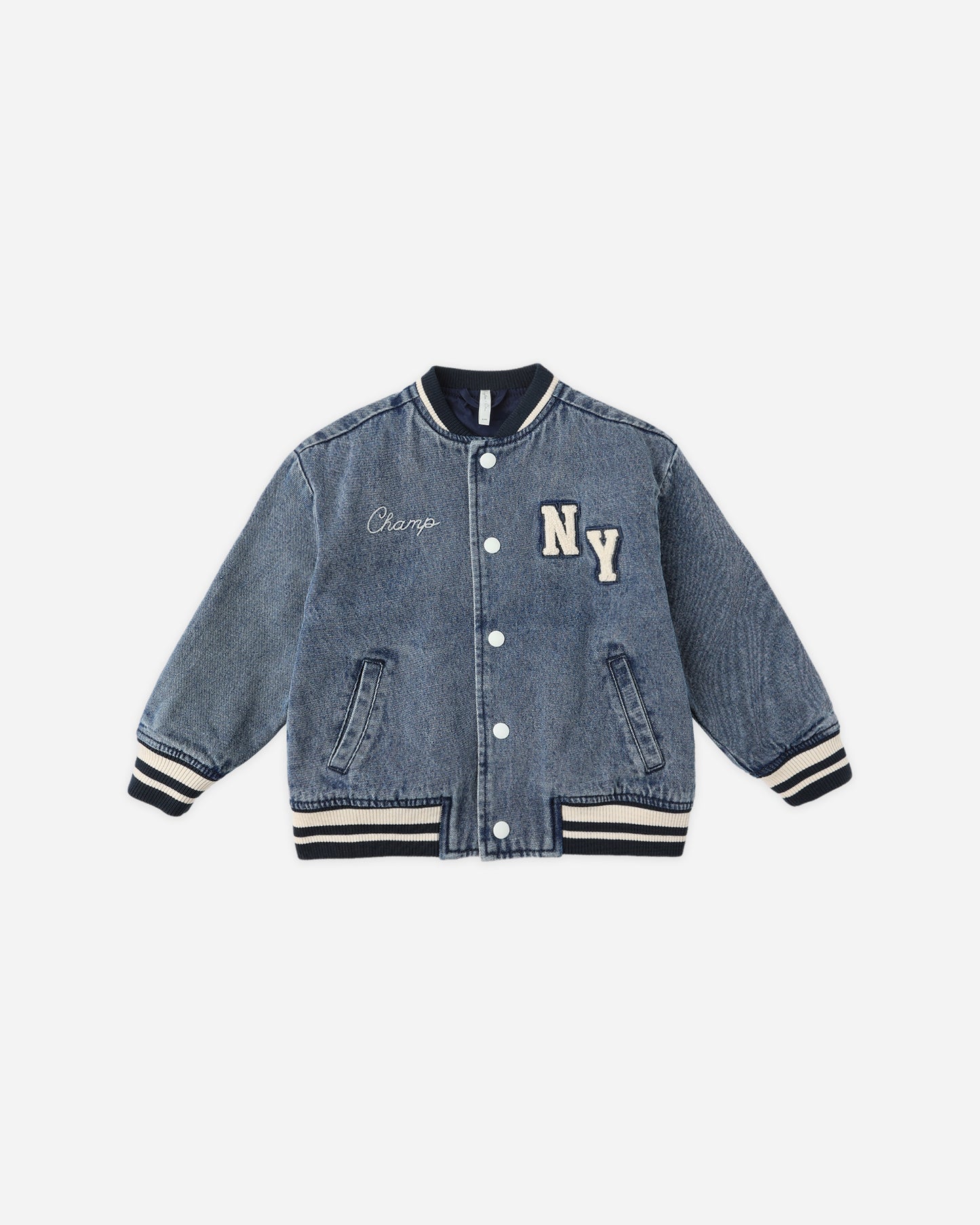 Rylee + Cru - Varsity Jacket - Indigo Denim