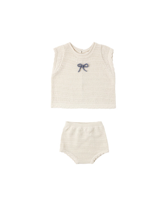 Rylee + Cru - Scallop Knit Baby Set - Natural
