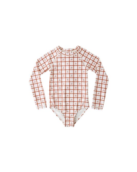 Rylee + Cru - Delphine Rashguard One-Piece - Cherry Check
