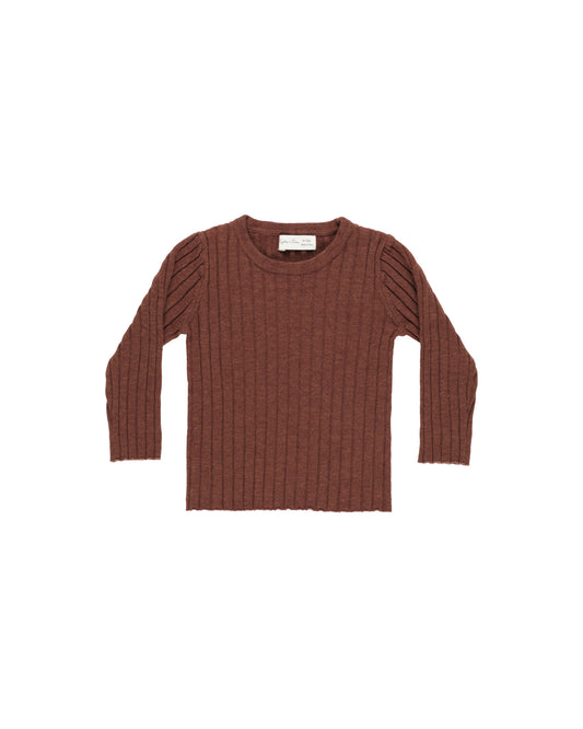 Rylee + Cru - Long Sleeve Knit Tee - Brick