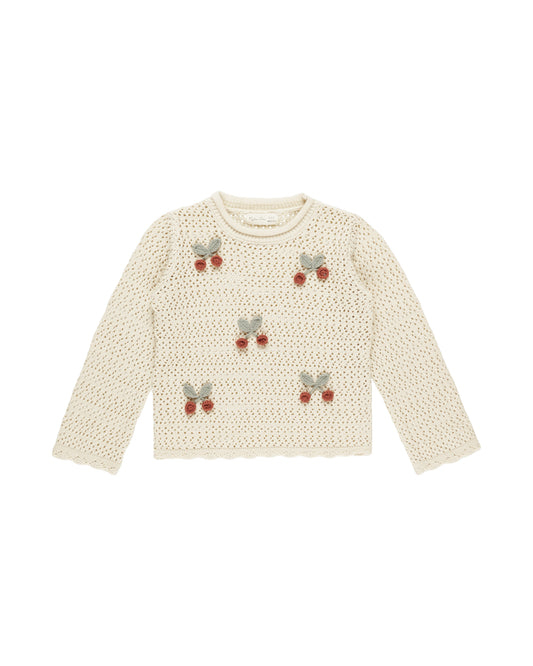 Rylee + Cru - Crochet Knit Pullover - Cherries