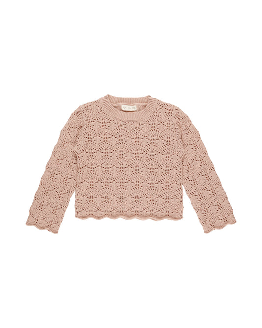 Rylee + Cru - Crochet Knit pullover - Rose