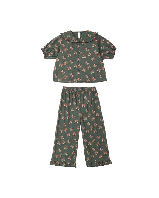 Rylee + Cru - Ruffle Pajamas - Evergreen Bouquet