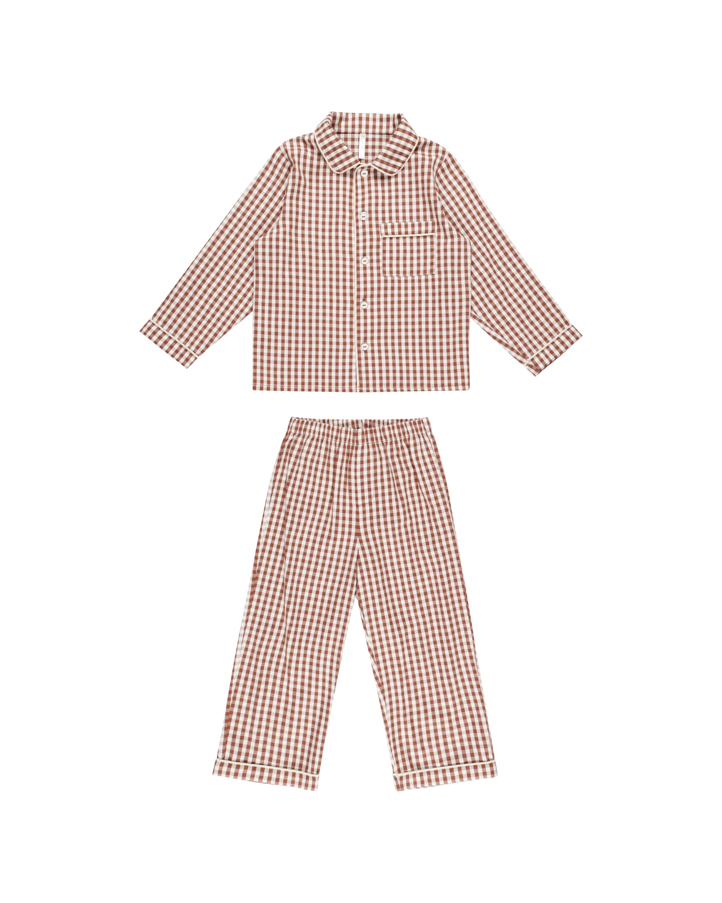 Rylee + Cru - Long Sleeve Pajamas - Brick Gingham