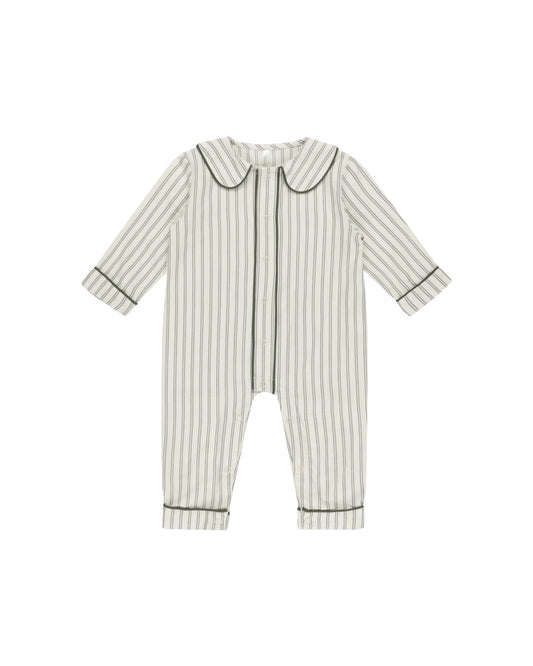 Rylee + Cru - Baby Pajama Romper - Forest Pinstripe