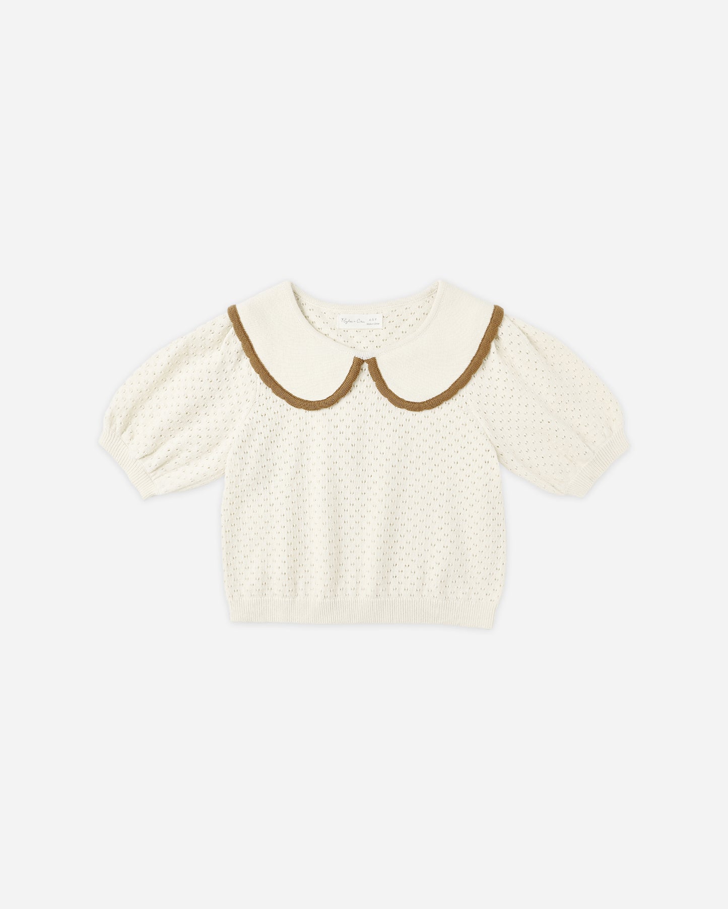 Rylee + Cru - Pointelle Collared Top - Natural
