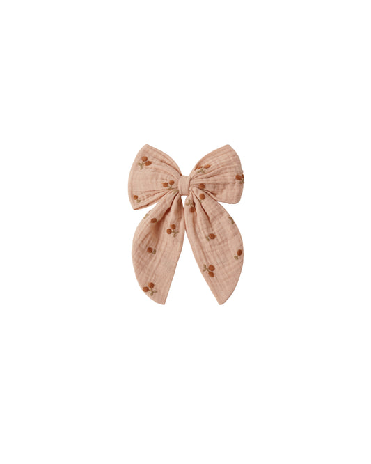 Rylee + Cru - Oversized Bow - Cherry Embroidery