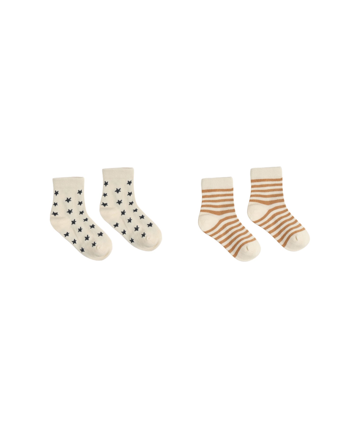 Rylee + Cru - Jacquard Socks, 2 Pack - Fawn Stripe, Midnight Stars