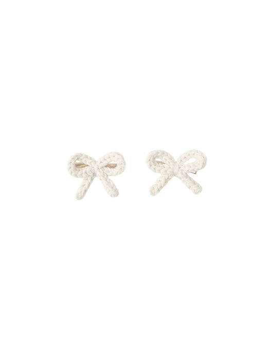Rylee + Cru - Crochet Bow Clips - Ivory