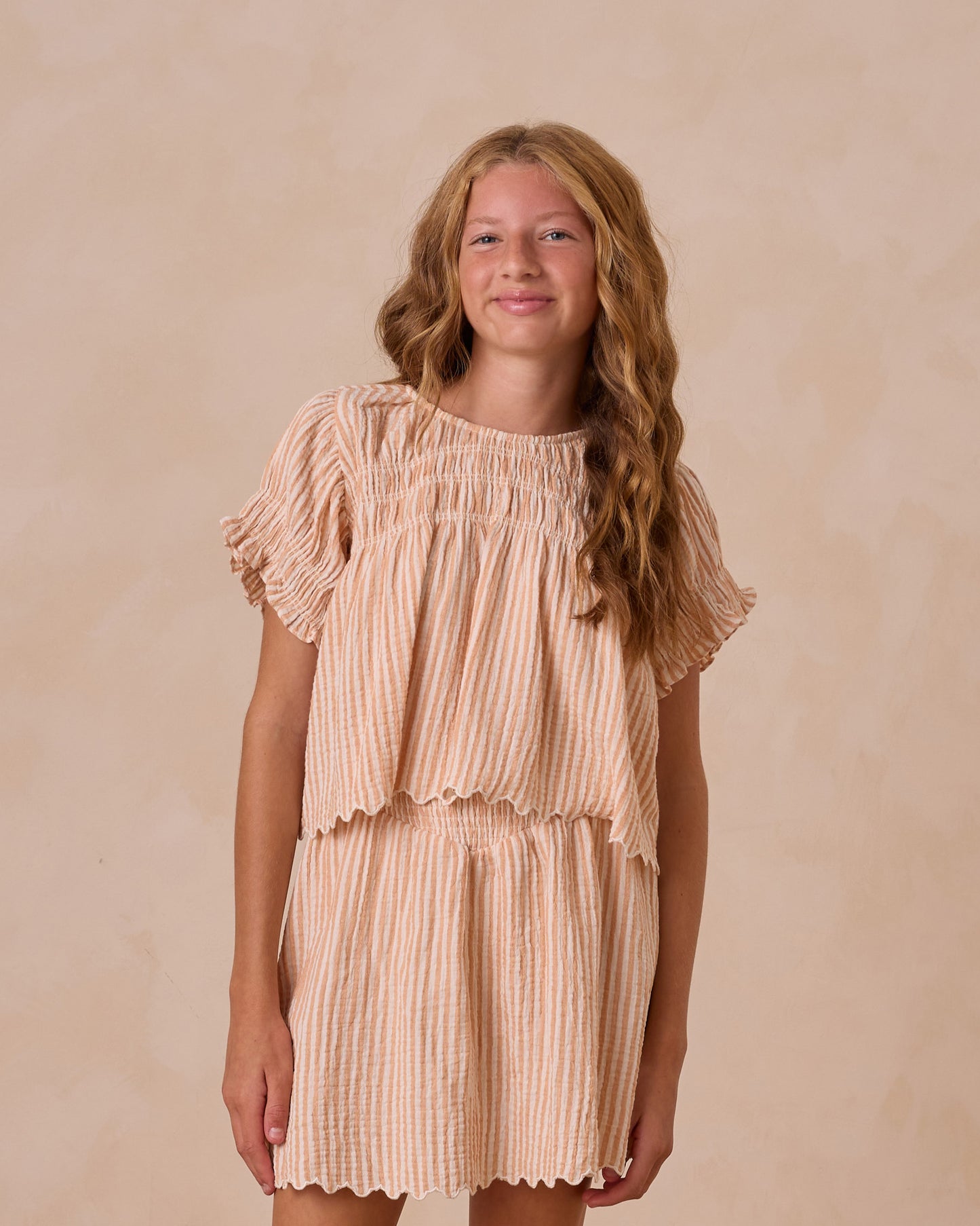 Rylee + Cru - Tween Colette Top - Grapefruit Stripe