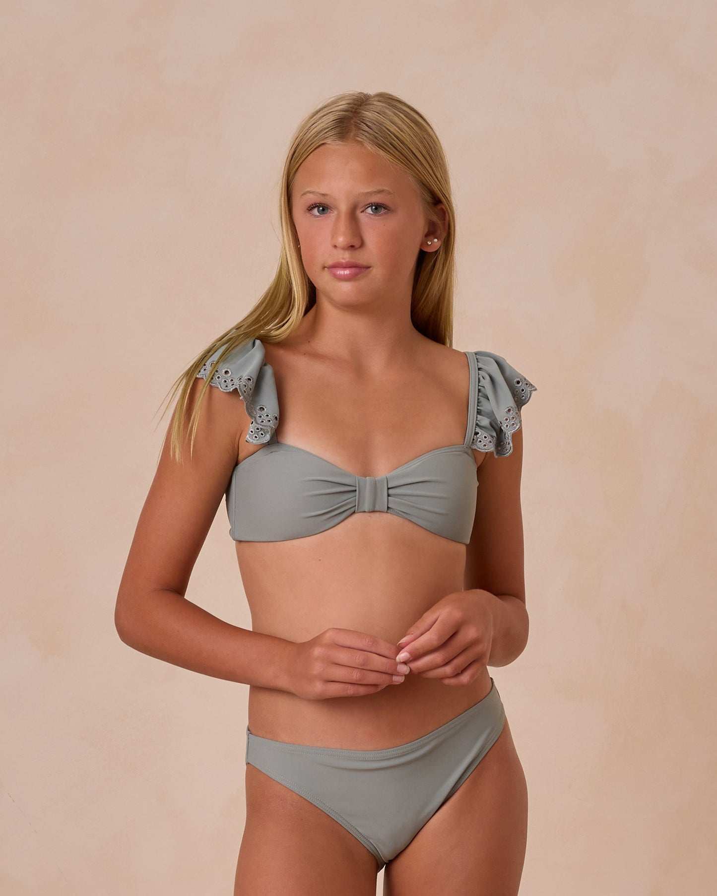 Rylee + Cru - Tween Ruffle Bandeau Bikini Set - Eucalyptus