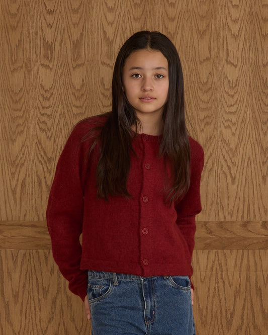 Rylee + Cru - Tween Fuzzy Cardigan - Ruby
