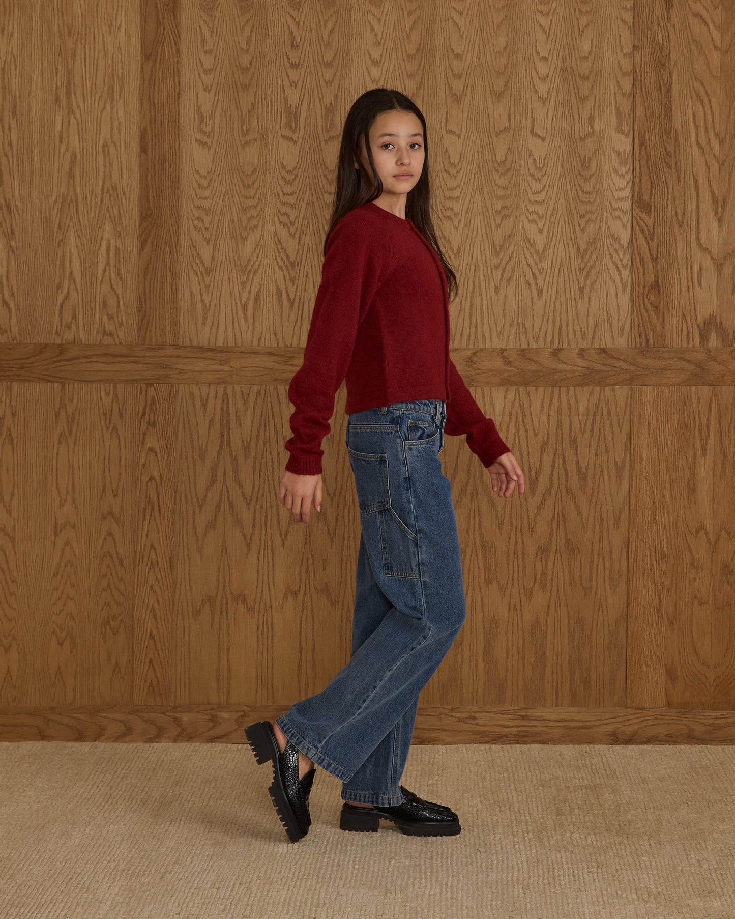 Rylee + Cru - Tween Fuzzy Cardigan - Ruby