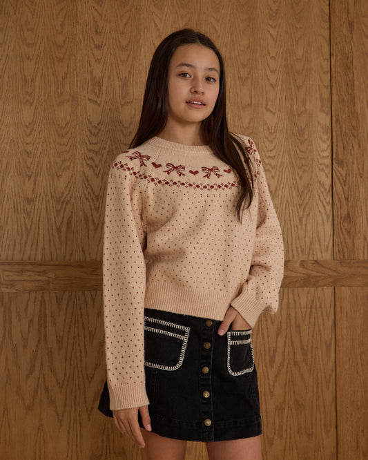 Rylee + Cru - Tween Fair Isle Sweater - Bows