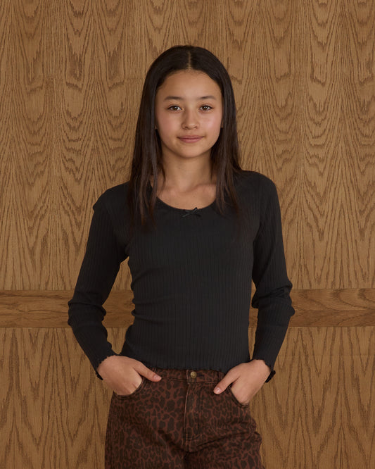 Rylee + Cru - Tween Ribbed Long Sleeve - Black