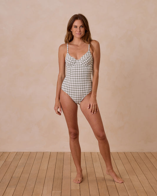 Rylee + Cru - Women's Underwire One-Piece - Eucalyptus Check