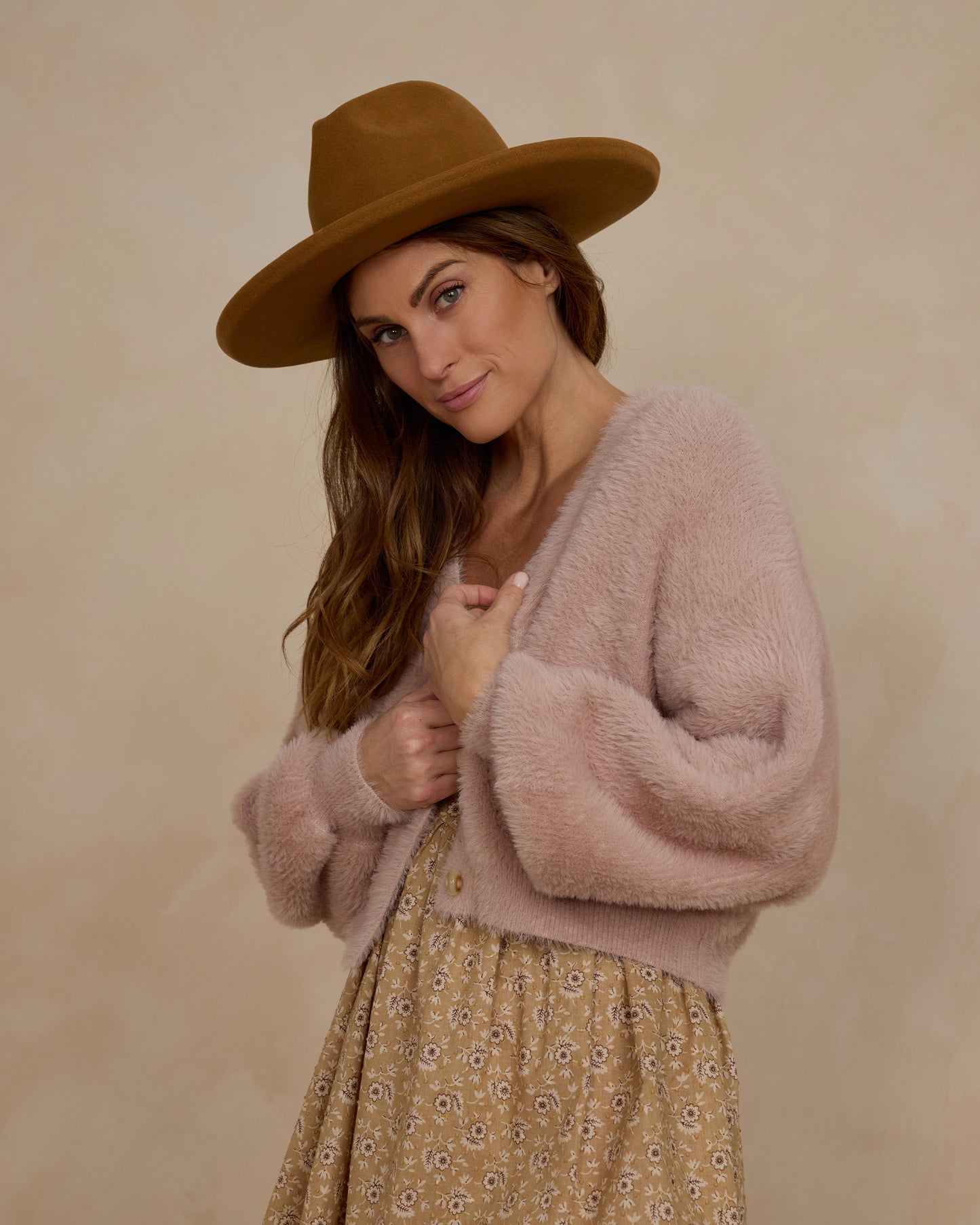 Rylee + Cru - Women's Fuzzy Cardigan - Blush