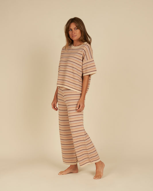 Rylee + Cru - Women's Knit Wide Leg Pant - Honeycomb Stripe