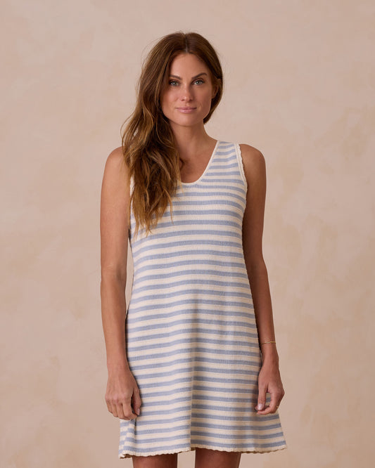 Rylee + Cru - Women's Crochet Tank Mini Dress - Blue Stripe