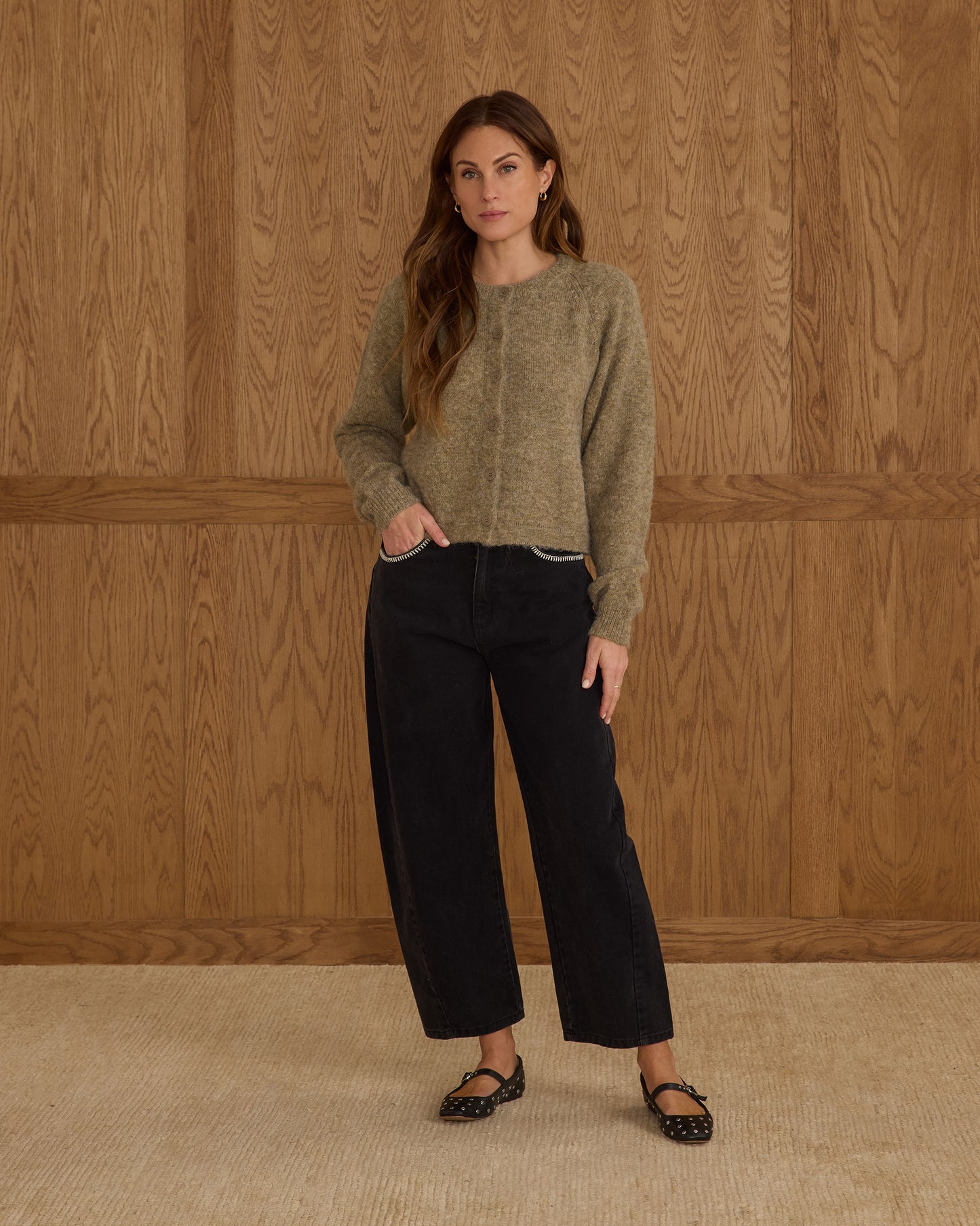 Rylee + Cru - Fuzzy Cardigan - Evergreen