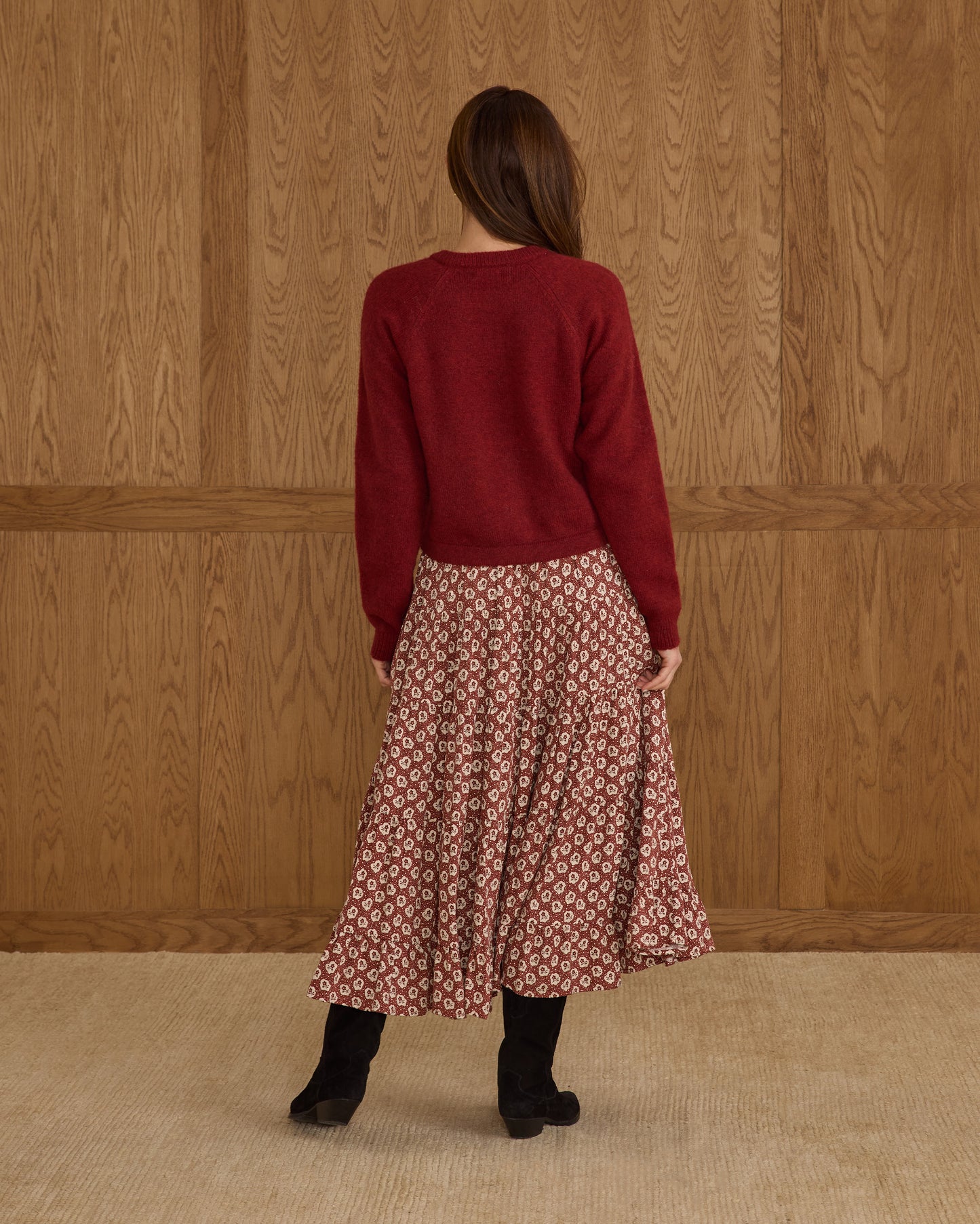 Rylee + Cru - Fuzzy Cardigan - Ruby