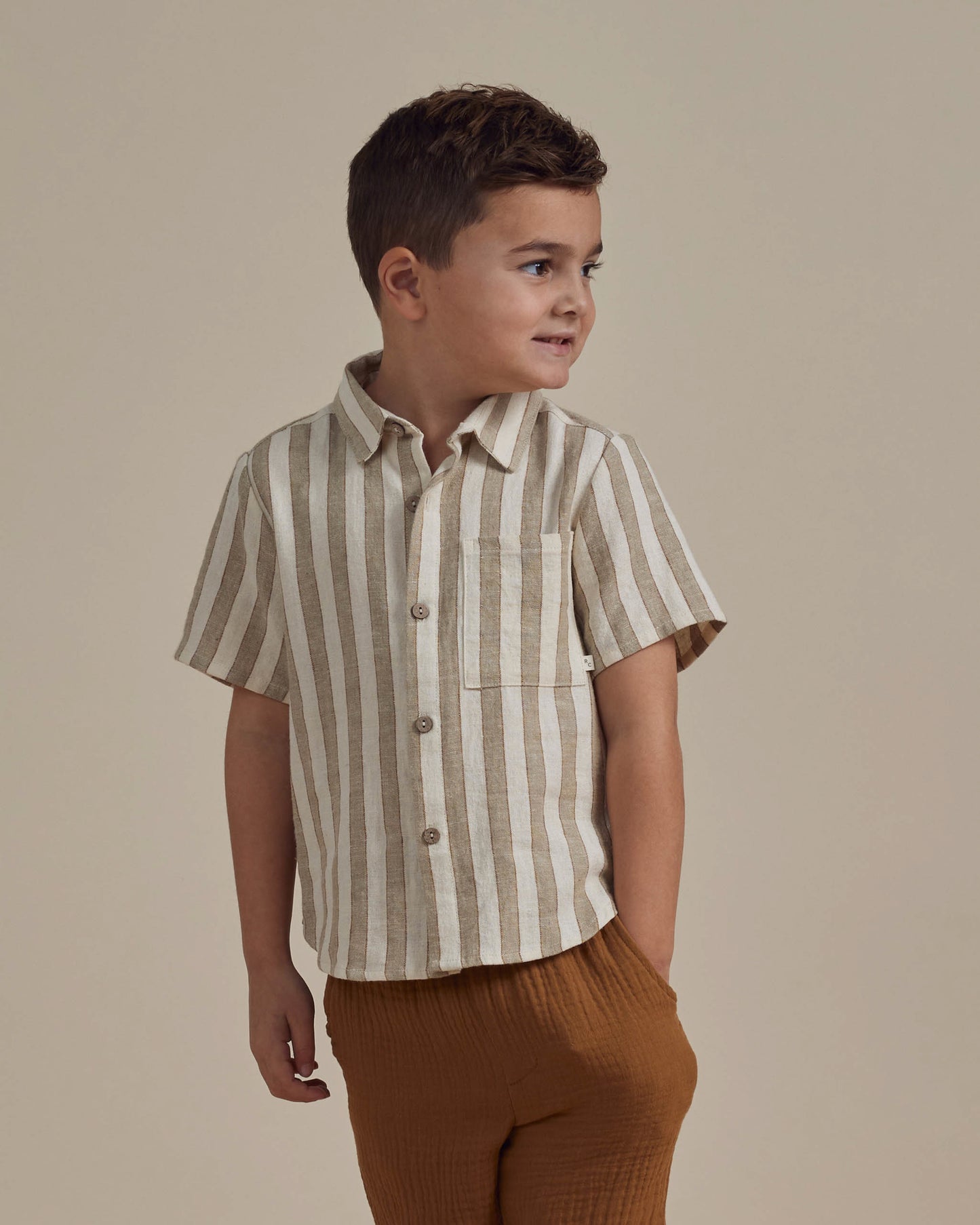 Rylee + Cru - Collared Short Sleeve Shirt - Autumn Stripe