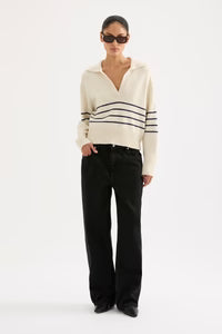 Logan Rugby Knit - Cloud Stripe
