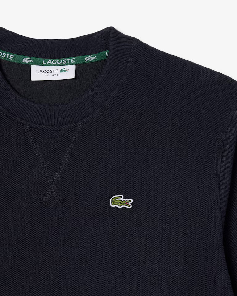 Lacoste - Relaxed Fit Pique Crewneck Sweater - Abysm Blue