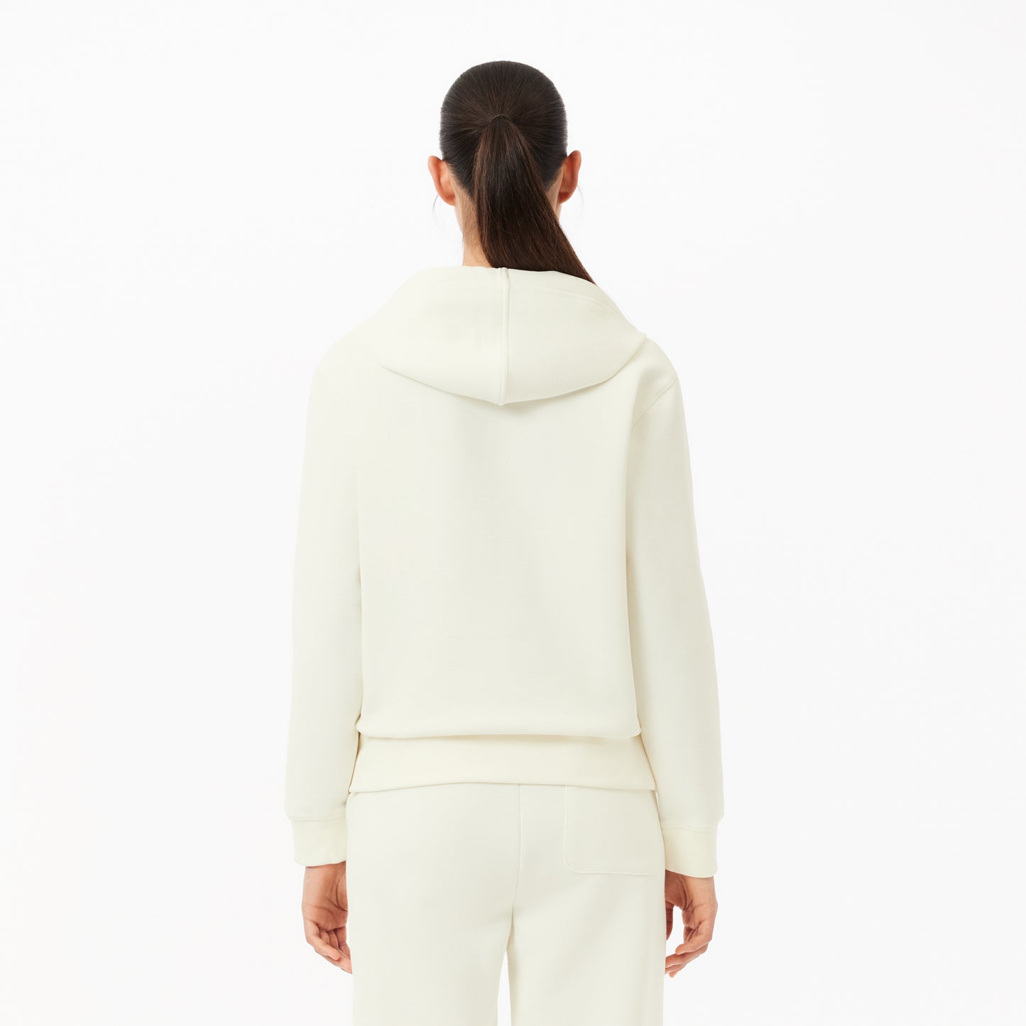 Lacoste: Relaxed Fit Double-Face Pique Hoodie - White