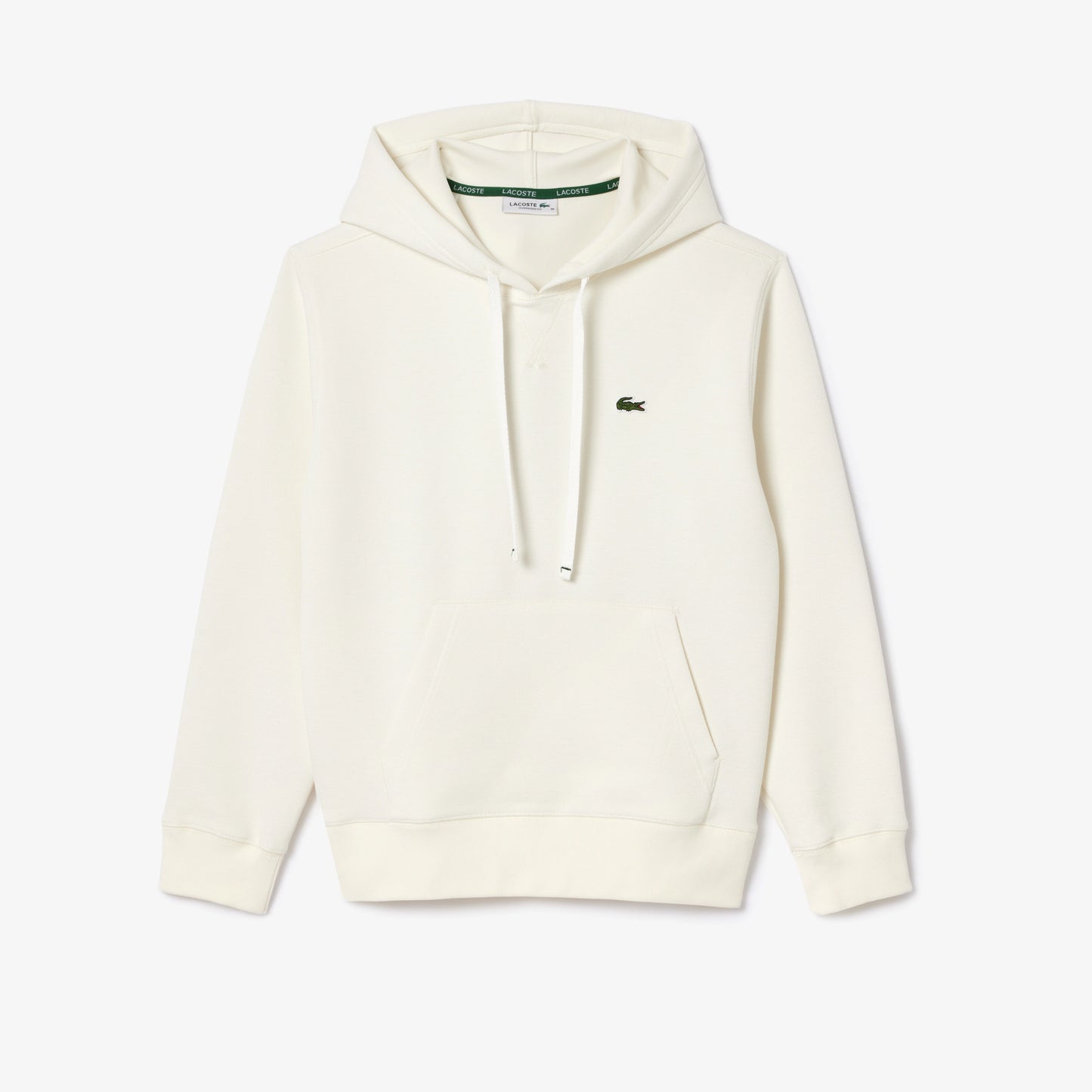 Lacoste: Relaxed Fit Double-Face Pique Hoodie - White