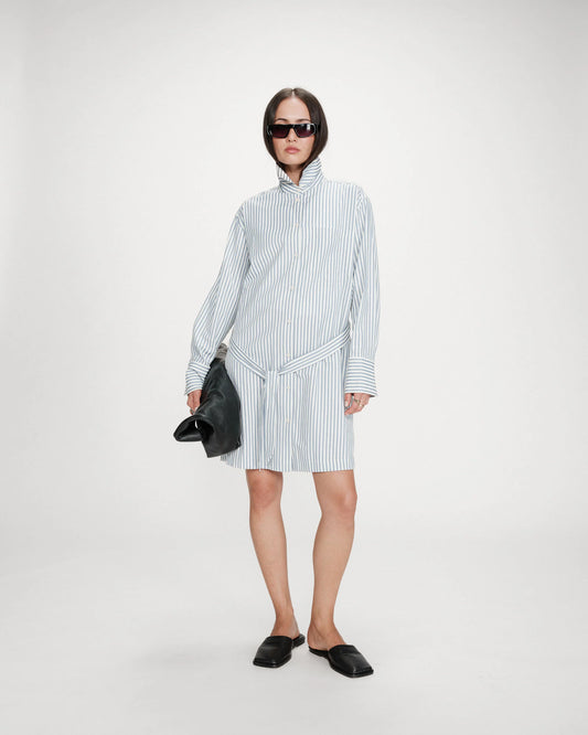 The Visery Shirt  Dress - Blue Stripe