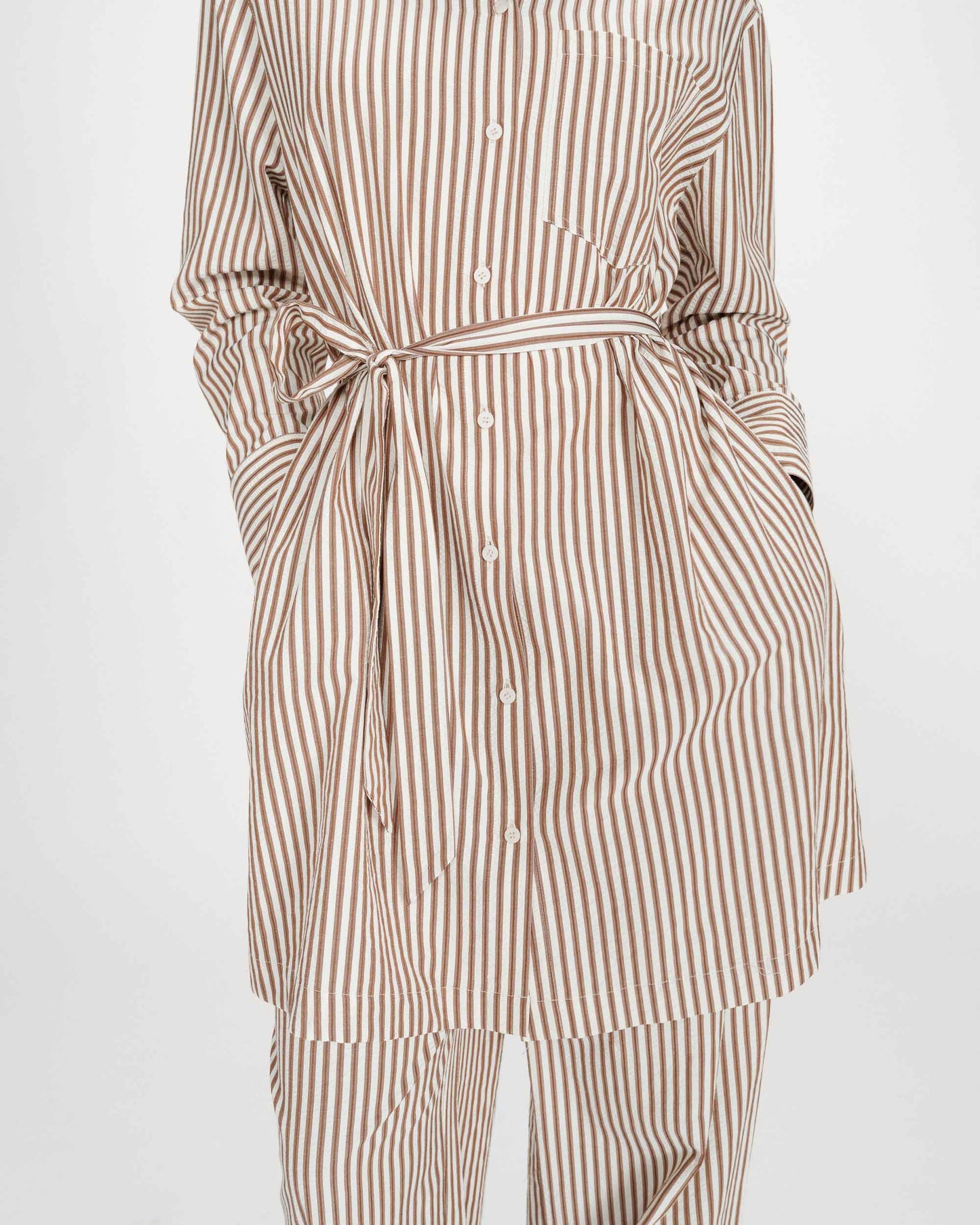 Visery Long Sleeve Dress - Mocha Stripe