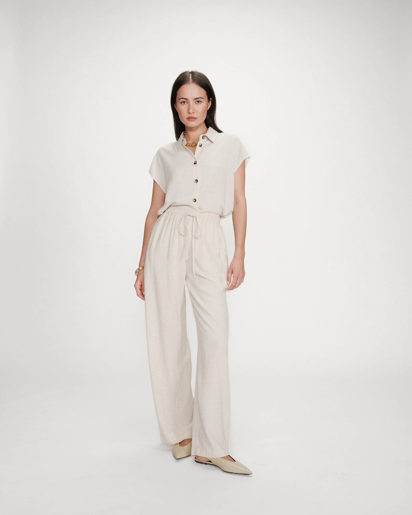 The Raven Wide Leg Linen Pants - Sable