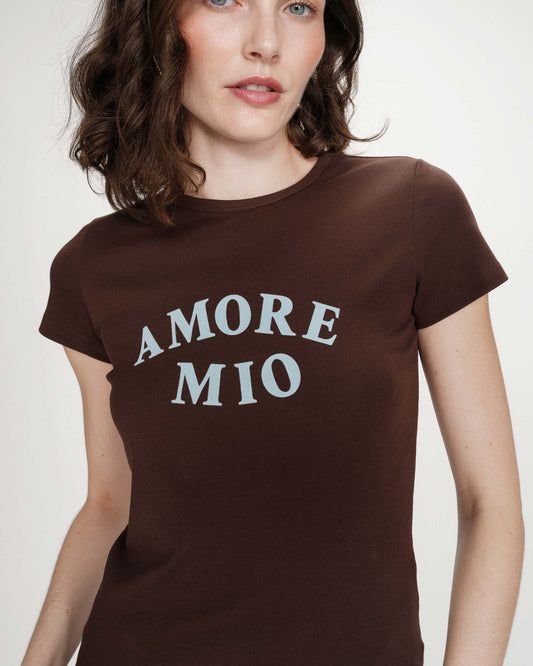 The Valerio Velvet Print T-Shirt - Chocolate