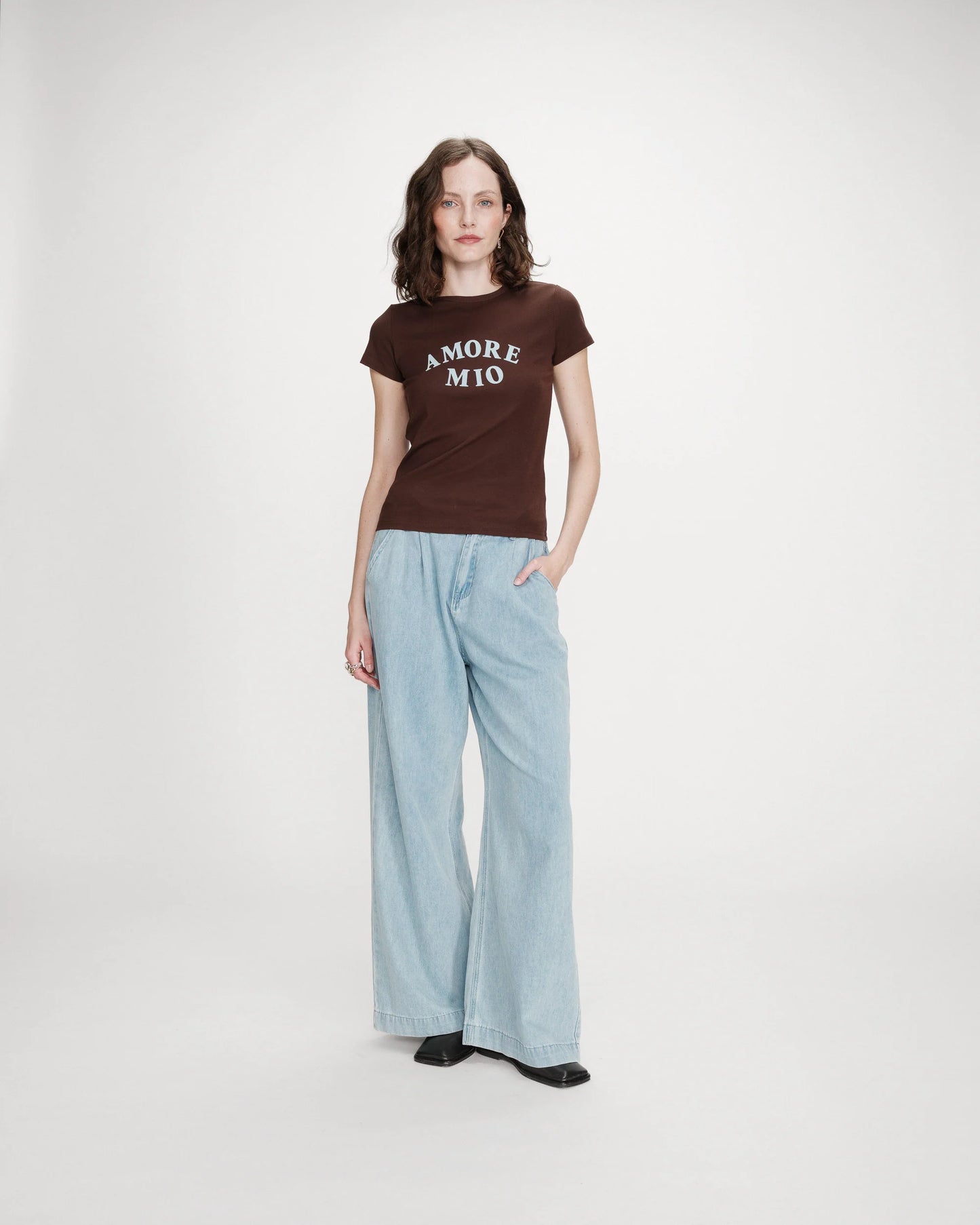 The Valerio Velvet Print T-Shirt - Chocolate