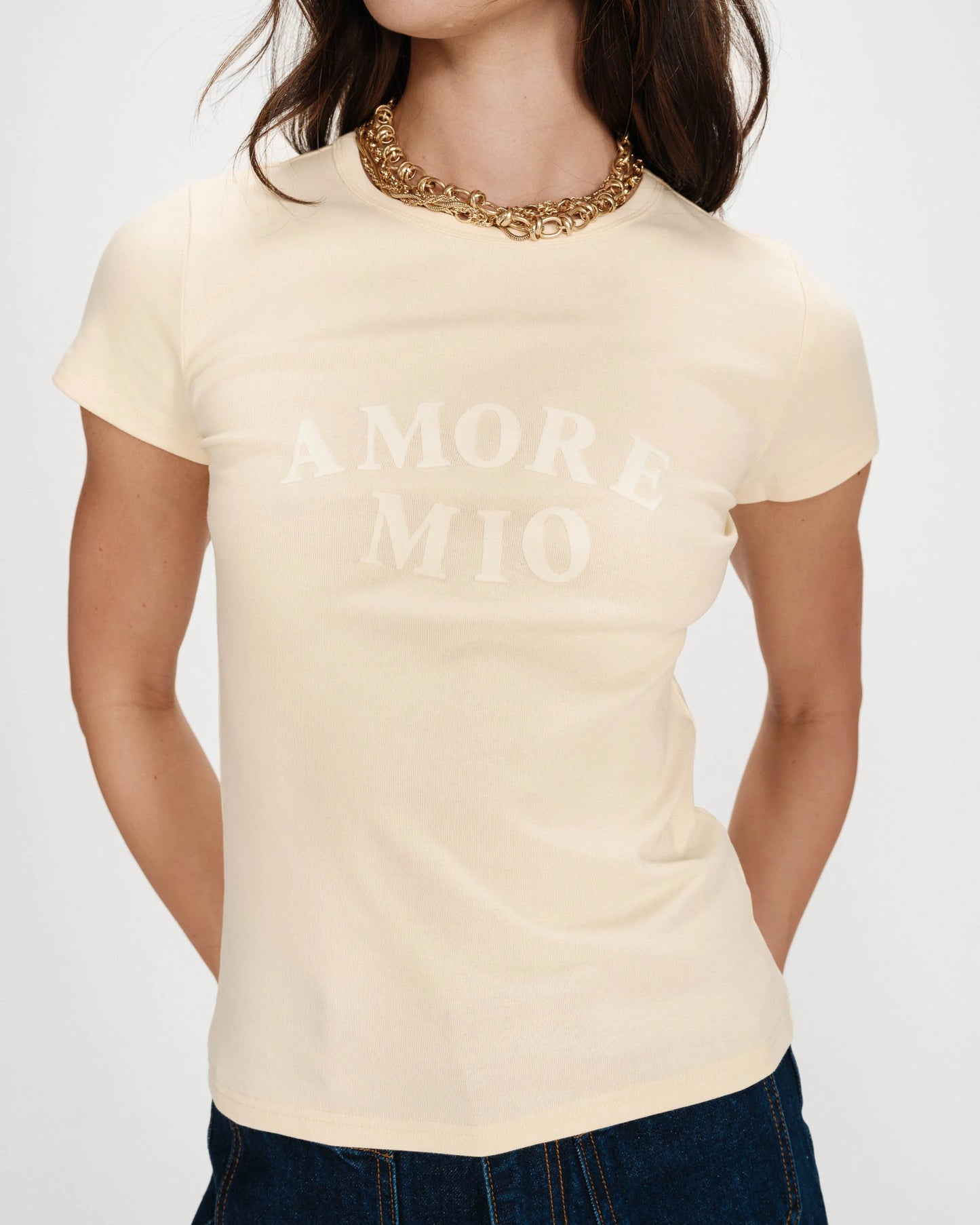 The Valerio Velvet Print T-Shirt - Vanilla