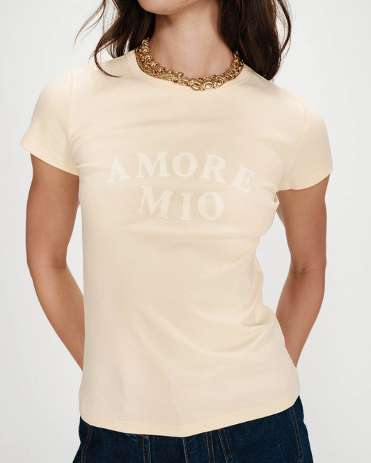 The Valerio Velvet Print T-Shirt - Vanilla