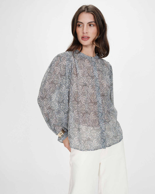 The Vertueuse Long Sleeve Blouse - Ciel