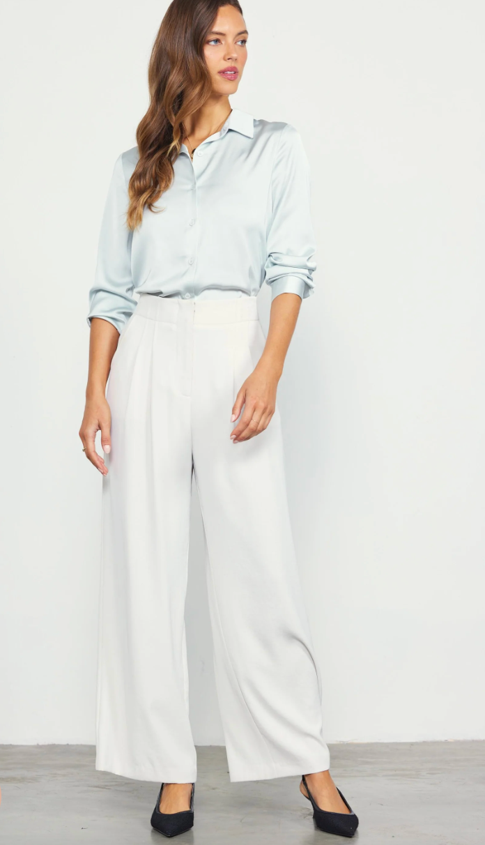 Wide Leg Trousers - Oyster