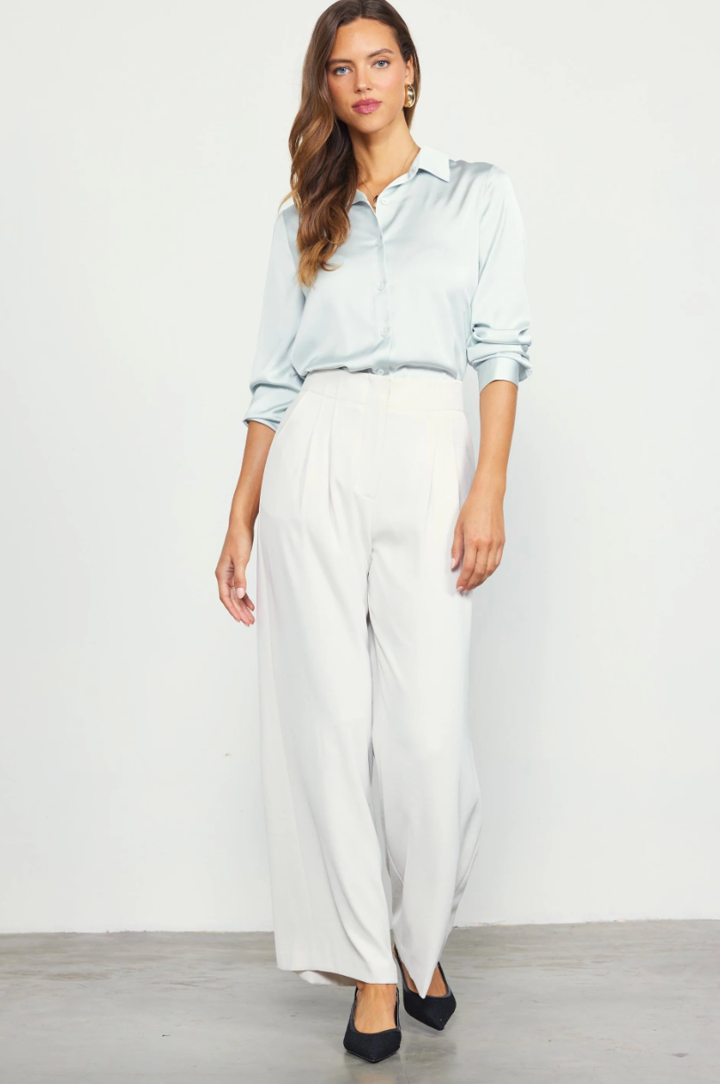 Wide Leg Trousers - Oyster