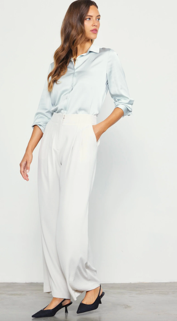 Wide Leg Trousers - Oyster